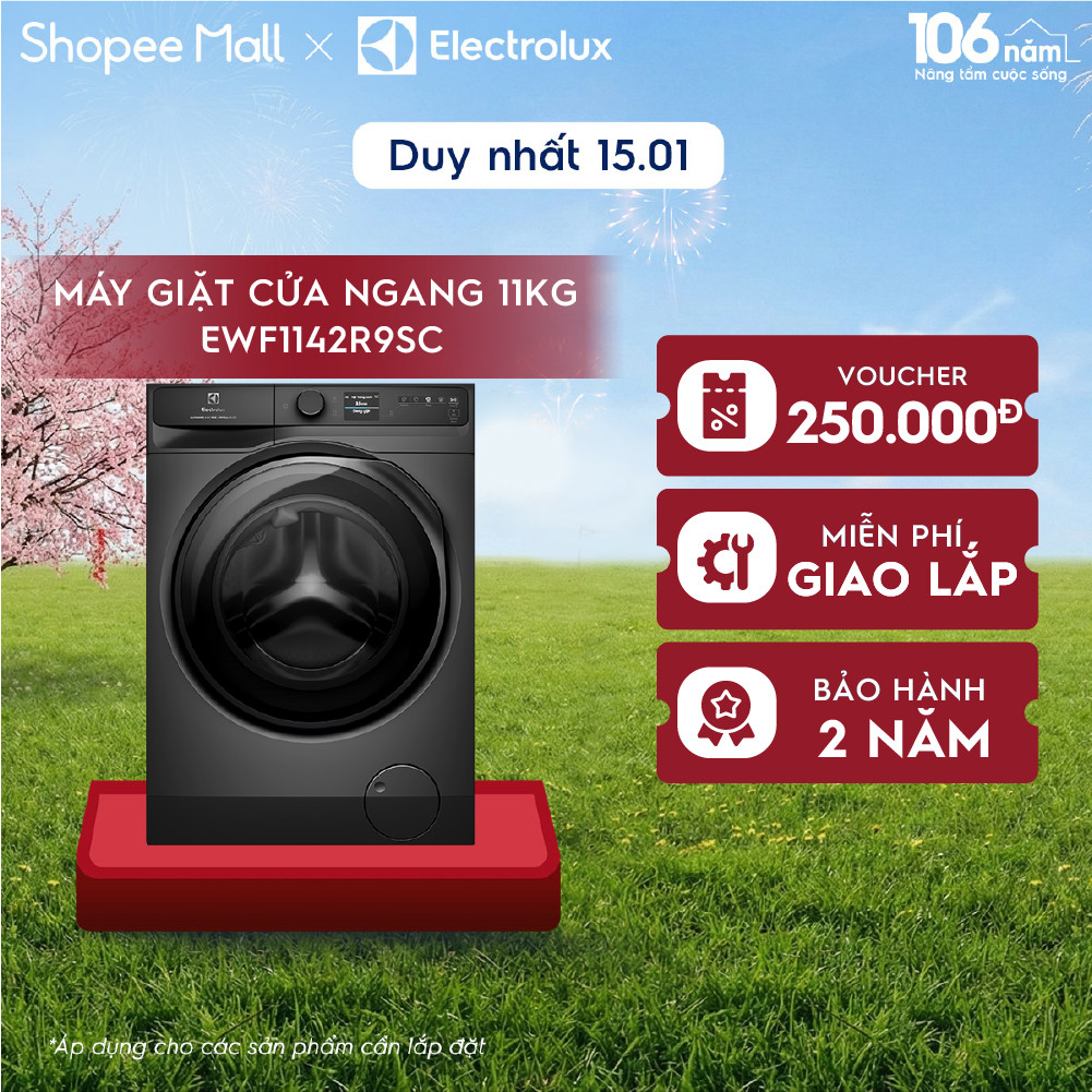 Free giao lắp - Máy giặt cửa ngang Electrolux 11kg UltimateCare 900 - Xám đen Onyx EWF1142R9SC