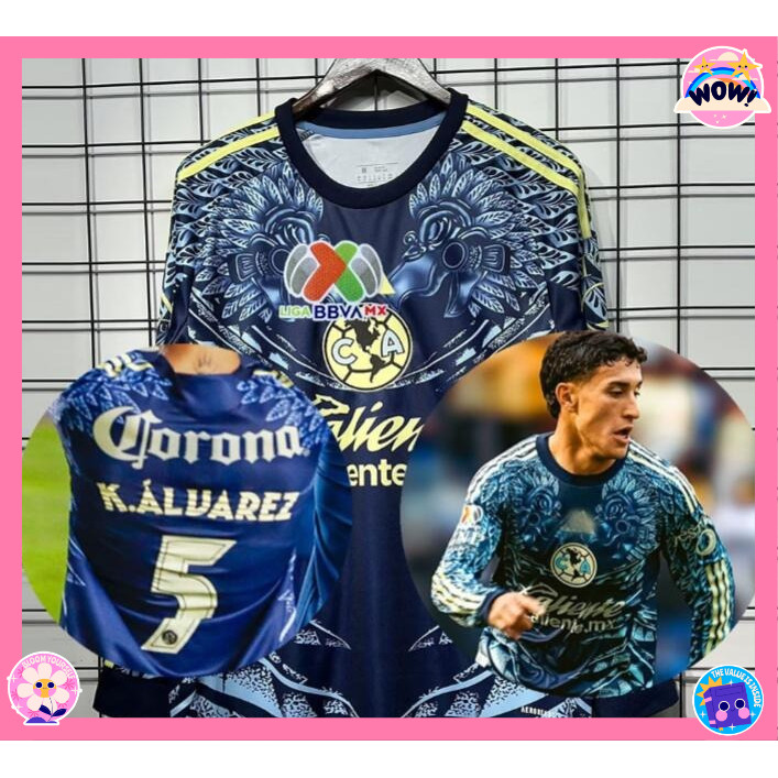2025-26 Club America Away Jersey Áo bóng đá dài tay Tùy chỉnh số tên