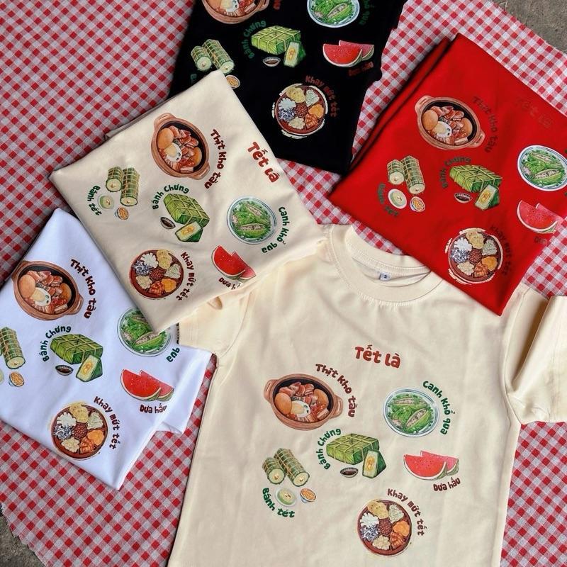[GENUINE] HALEV STUDIO Tet 2026 T-shirt printed with spring festival food for the family, made of Pr