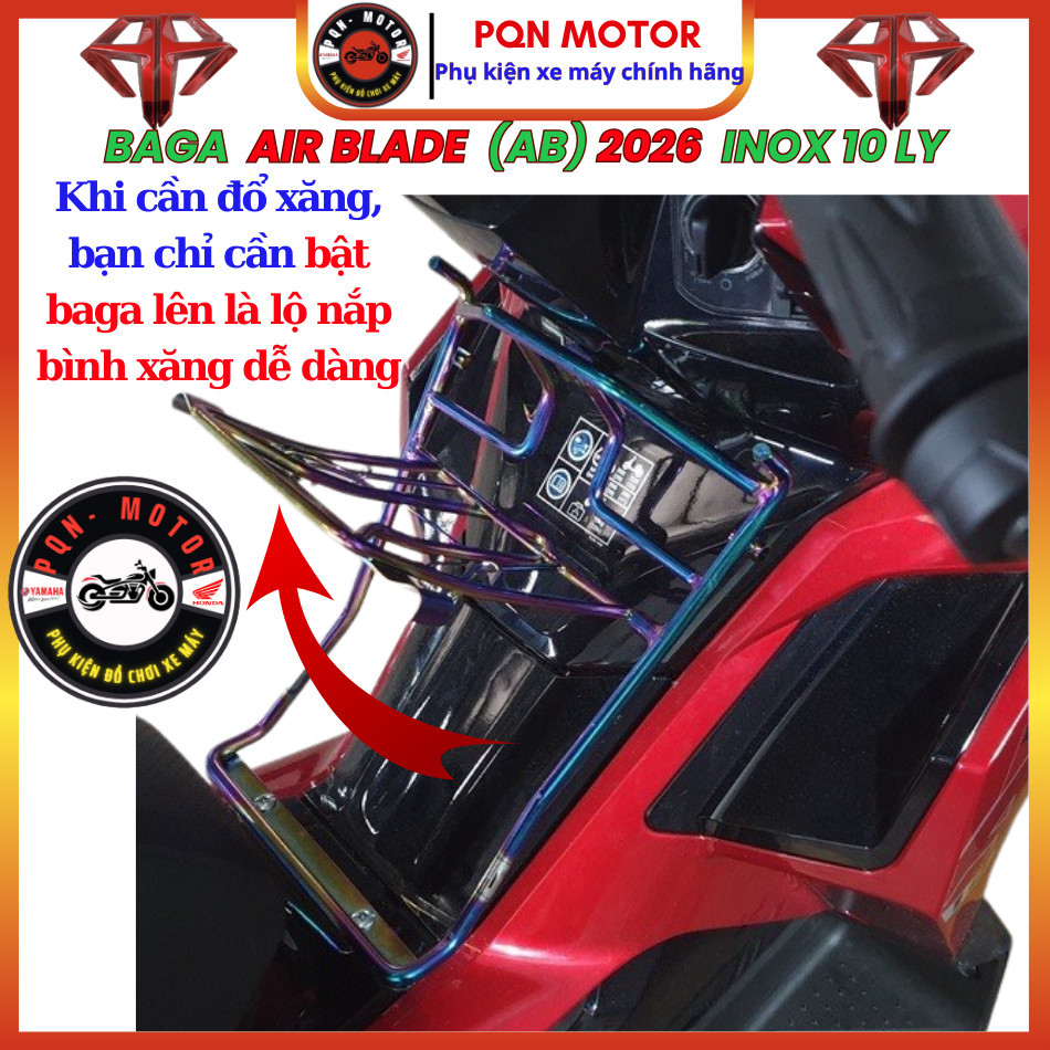 [AB 2026 Mới] Baga Giữa AB 2026 Mới , AB 2023-2025, AB 160cc, AB125cc Mẫu Bắt Yên INOX Dày 10 Ly