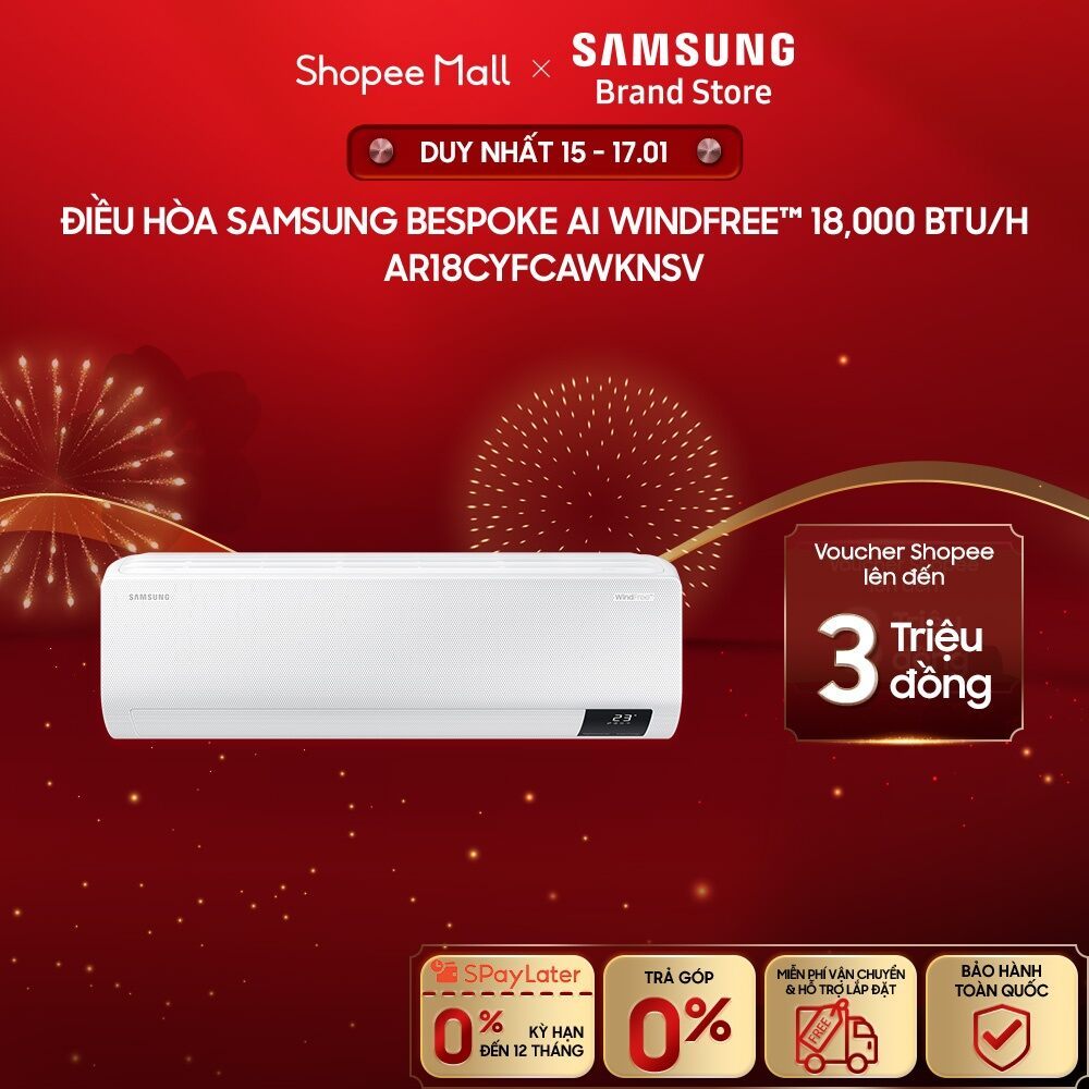 [MIỄN PHÍ VẬN CHUYỂN] Điều Hòa Samsung Bespoke AI WindFree™ 18,000 BTU/h AR18CYFCAWKNSV