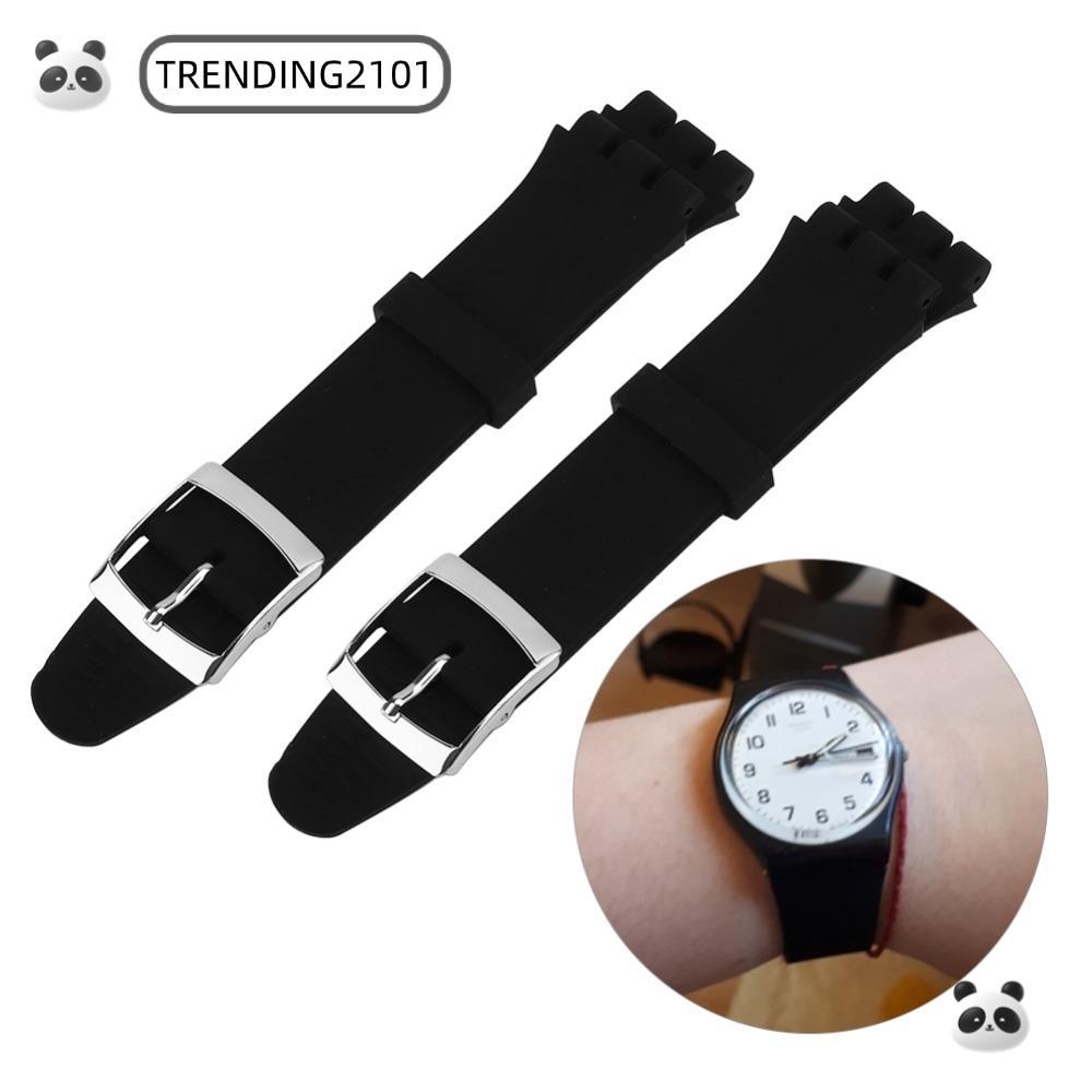TRENDING 2 Chiếc Cho Dây Đồng Hồ, Dây Đeo Đồng Hồ Silicon 17 Mm / 19 Mm Màu Đen, Dây Đồng Hồ Thay Th