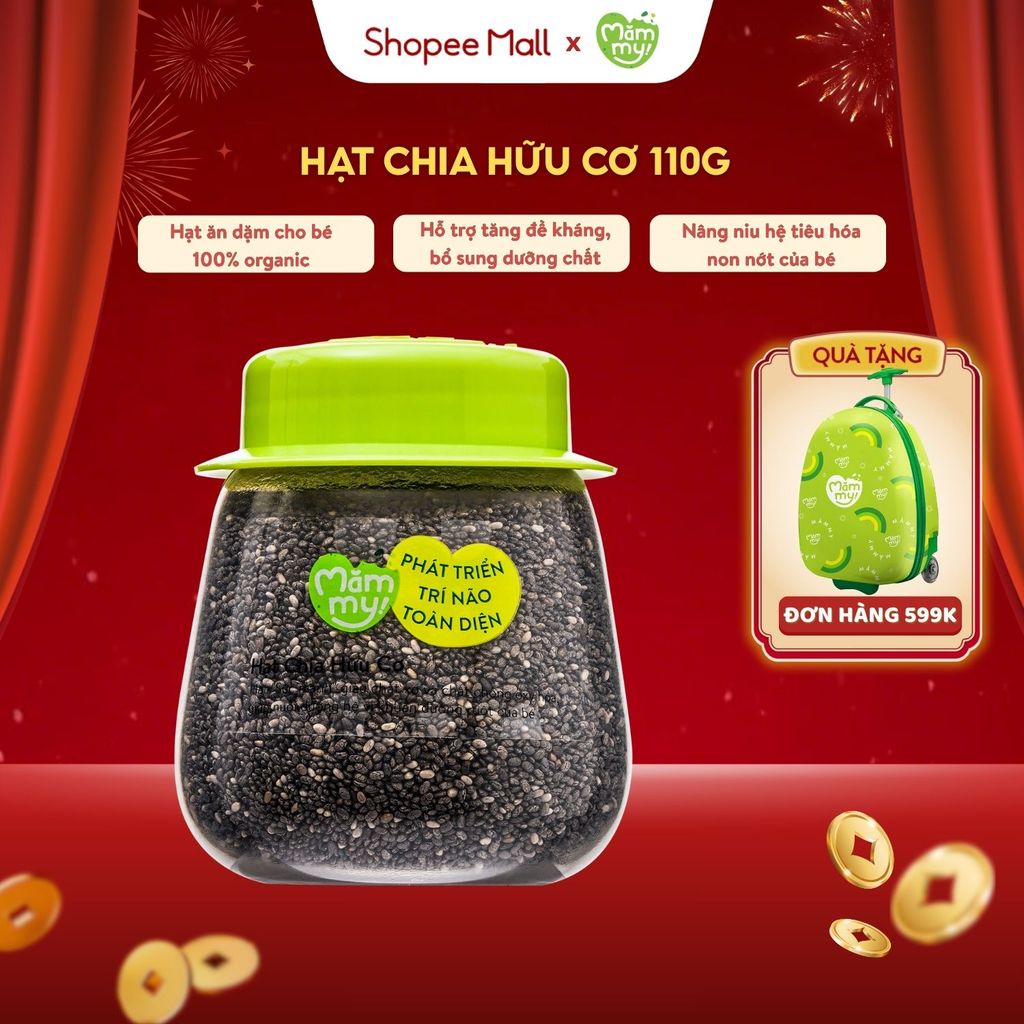 Hạt chia ăn dặm hữu cơ Mămmy giúp nuôi dưỡng hệ vi khuẩn đường ruột cho bé ăn dặm từ 6 tháng tuổi - 