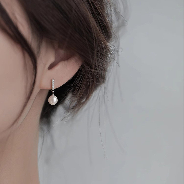silver earrings Titan earrings are stainless Women's earrings Bông Tai Ngọc Trai Bạc 925 Thiết Kế Ph