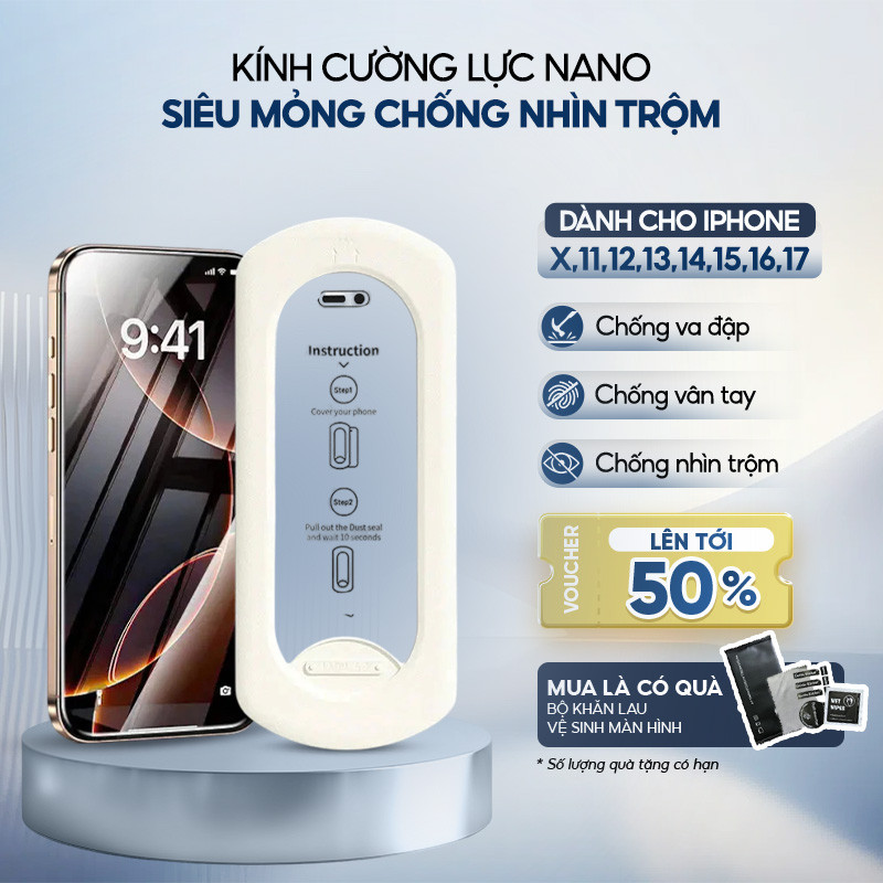 Kính Cường Lực Nano Siêu Mỏng Chống Nhìn Trộm Dành Cho Iphone X - 17E Beizun