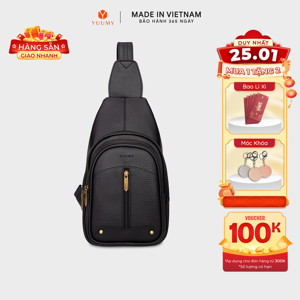 Balo Yuumy (Thời trang nữ đi chơi cỡ trung - Balo đeo chéo da YBAC1)