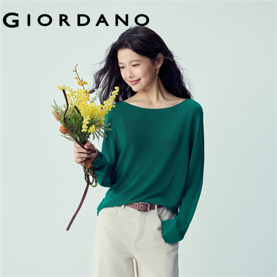 GIORDANO WOMEN Lightweight boat neck sweater 13356226
