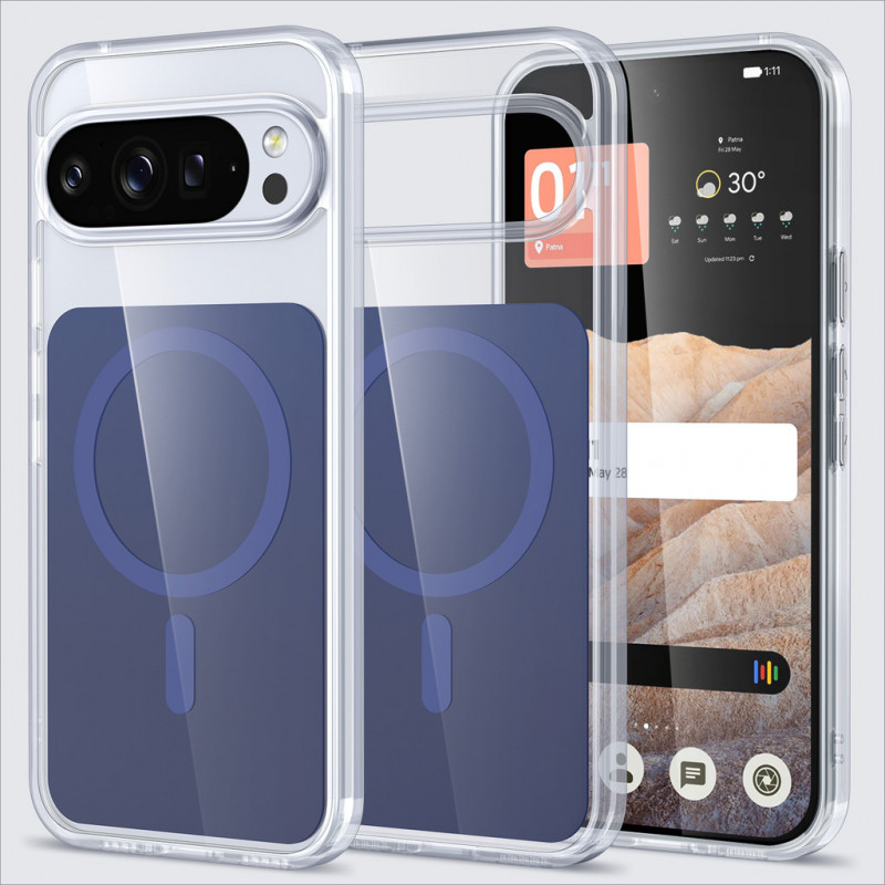 Ốp Điện Thoại Sạc Không Dây Từ Tính Sang Trọng Pha Lê Trong Suốt Cho Google Pixel 10 Pro XL 9 Pro XL