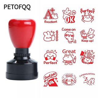PETOFQQ Giáo viên Khuyến khích Tem, Đồ dùng giáo viên Khen ngợi Biểu tượng cảm xúc Con dấu biểu tượng cảm xúc, Con dấu sổ lưu niệm DIY Tem tự mực
