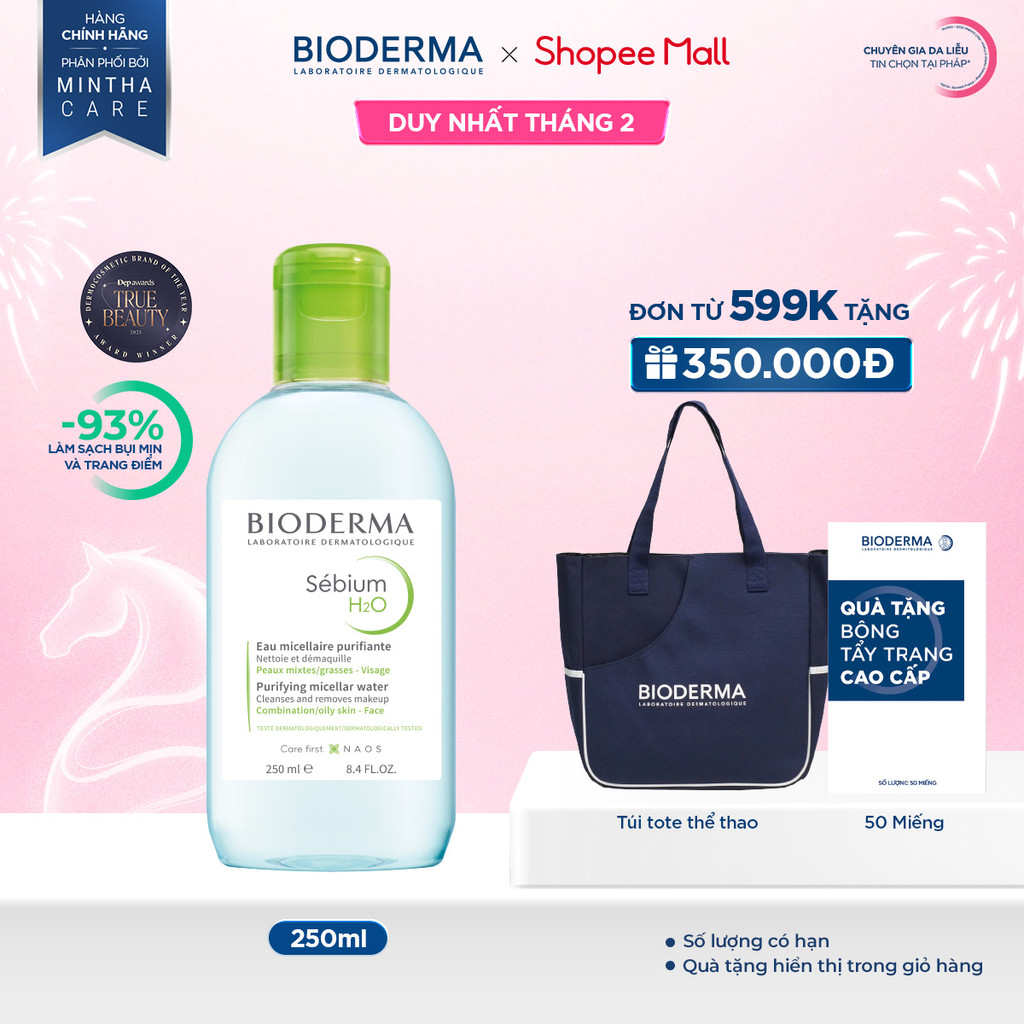 Dung dịch làm sạch và tẩy trang công nghệ Micellar Bioderma Sebium H2O - 250ml