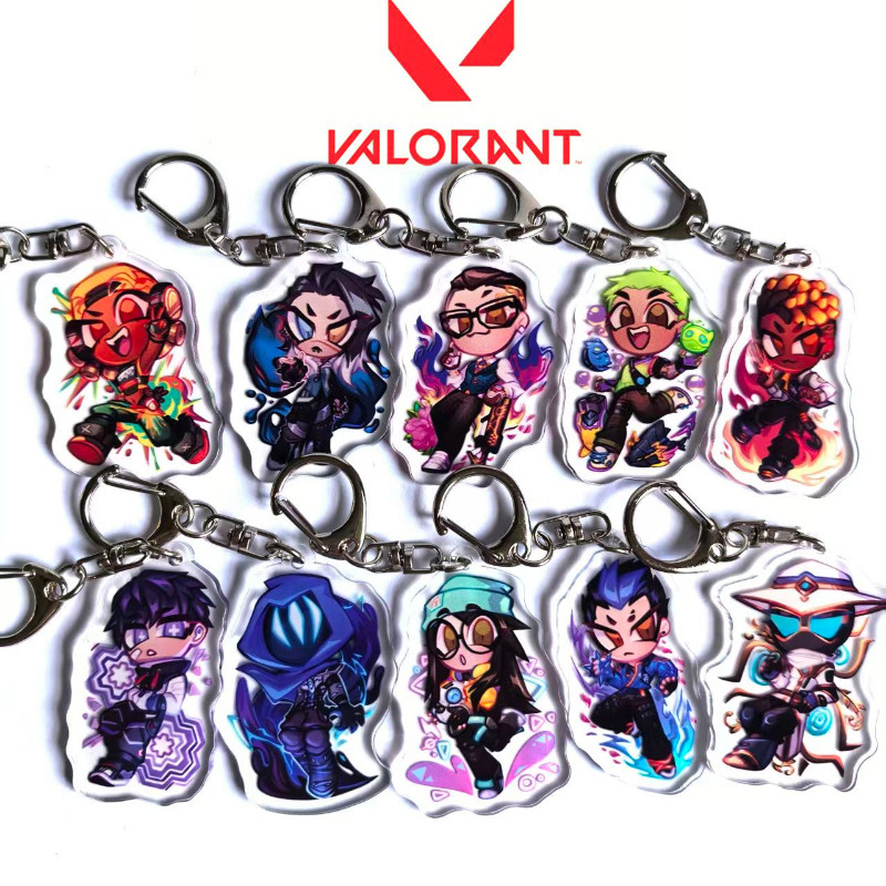 Game VALORANT Killjoy Cypher Sova Omen Raze Gekko Cosplay Keychain Kawaii Acrylic Keyring Key Chain 