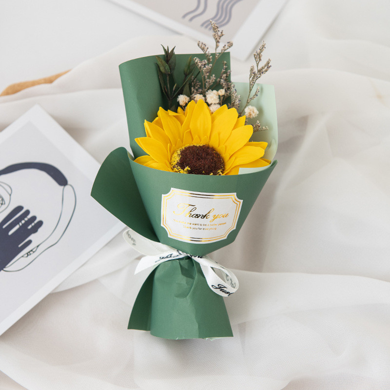 Spot Goods#Wholesale Popular Gift Small Bouquet Rose Sunflower Soap Flower for Girlfriend Artificial