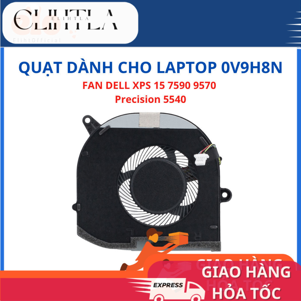 FAN Quạt tản nhiệt laptop DELL XPS 15 7590 9570  Precision 5540 0V9H8N V9H8N  - zin  tháo máy 98%
