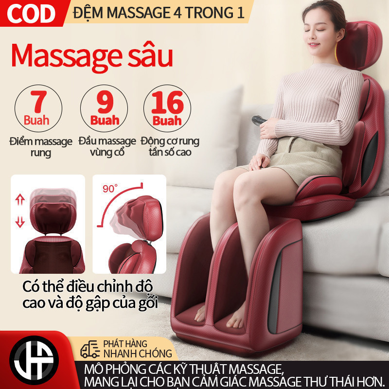 Ghế massage toàn thân, Ghế đệm massage toàn thân rung đa năng, Thiết bị massage vai gáy,lưng, toàn thân gia dụng dành ch