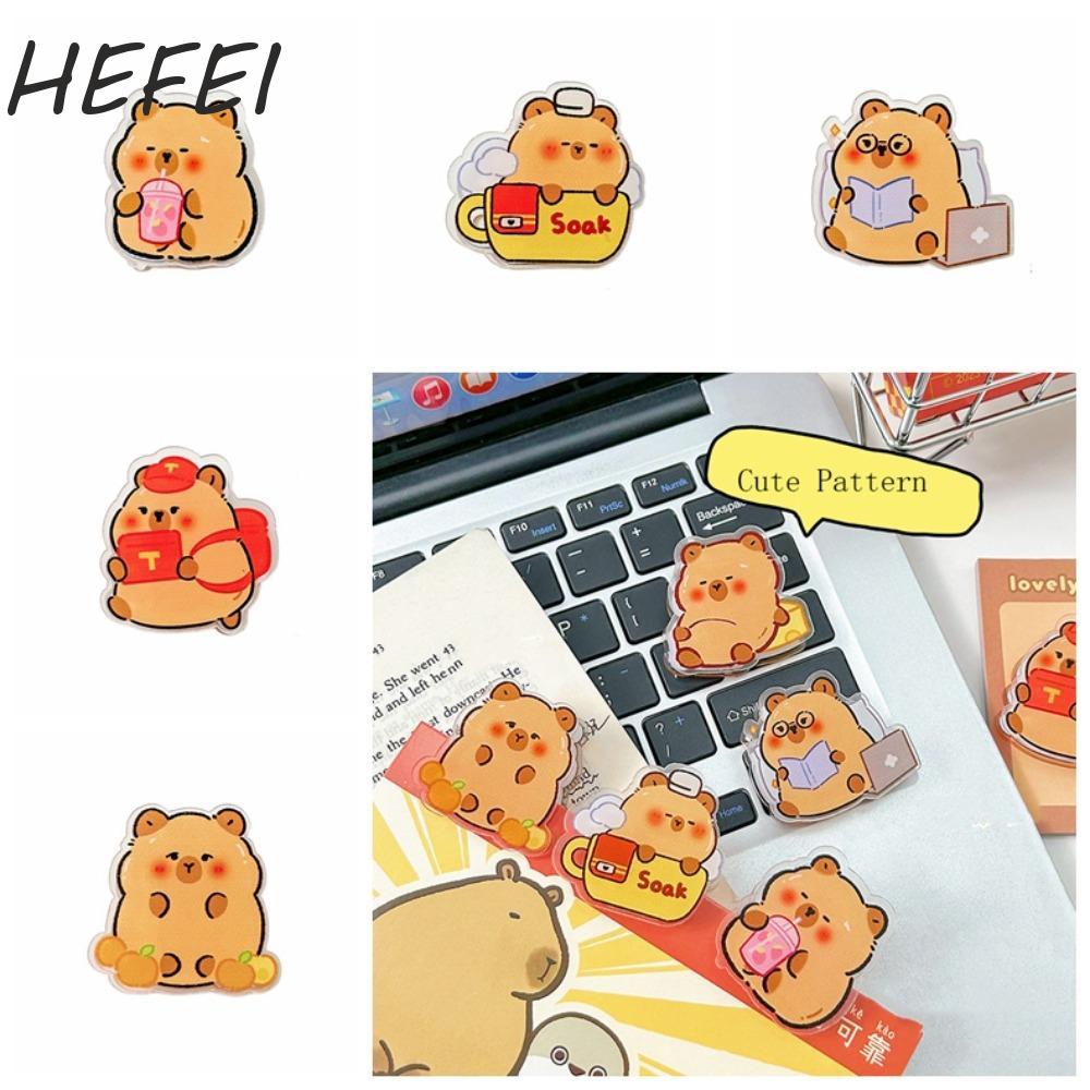 HEFEI Kẹp PP HEFEI Capybara, Kẹp Giấy Capybara Kẹp Ghi Nhớ Hoạt Hình, Hoạt Hình Di Động Acrylic Đánh