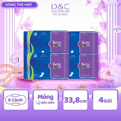 Combo 4 gói băng vệ sinh thảo dược siêu the mát D&C Doctor Care ban đêm