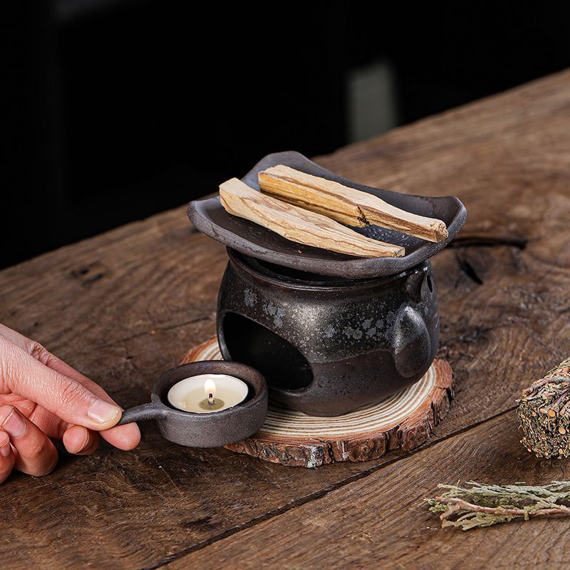 Hàng sẵn có Stoneware Bếp Hojicha Phong cách Nhật Bản Bếp Hojicha Gốm Trà Nâng Nến Làm Nóng Thức Đồ 
