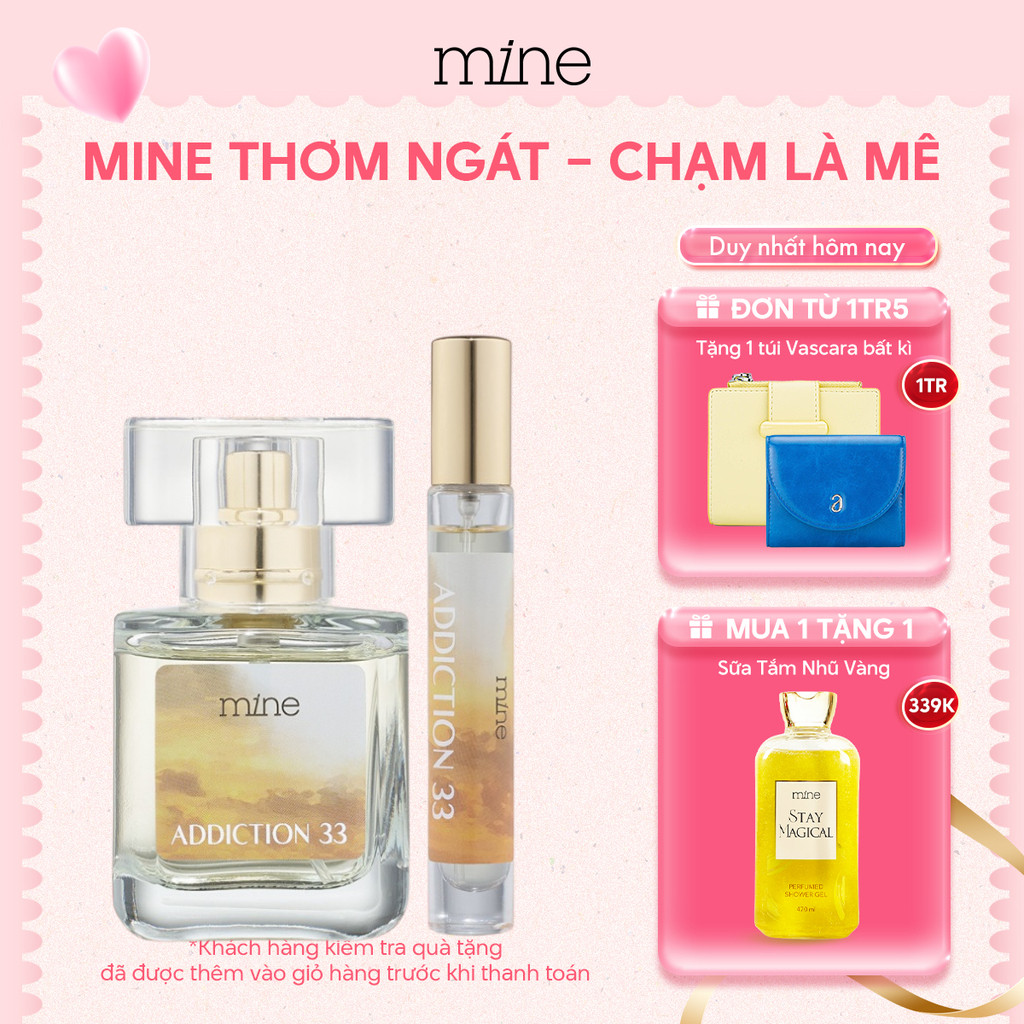 Combo Nước hoa mine Addiction 33 Hương gỗ thư thái 30ml & 9ml