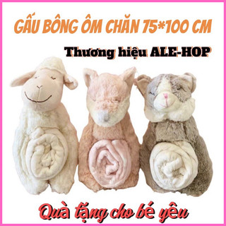 Gấu bông ôm chăn ALE-HOP kích thước 75*100 phù hợp làm quà tặng và mang đi học cho bé. ..