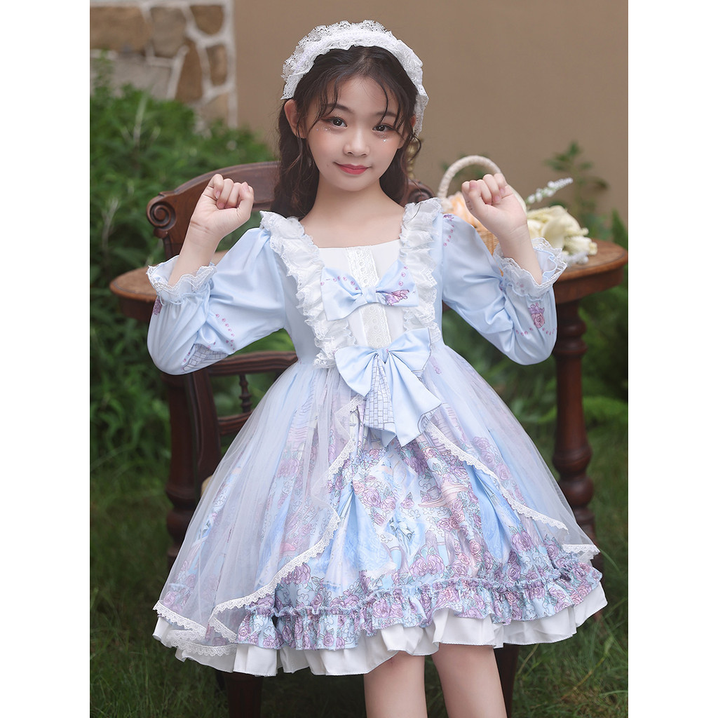 Gothic Công Chúa Đầm Bé Gái Mùa Xuân Thu 2025 Phong Cách Mới Đầm Trẻ Em Thu Nhỏ Bé Gái lolita Đầm