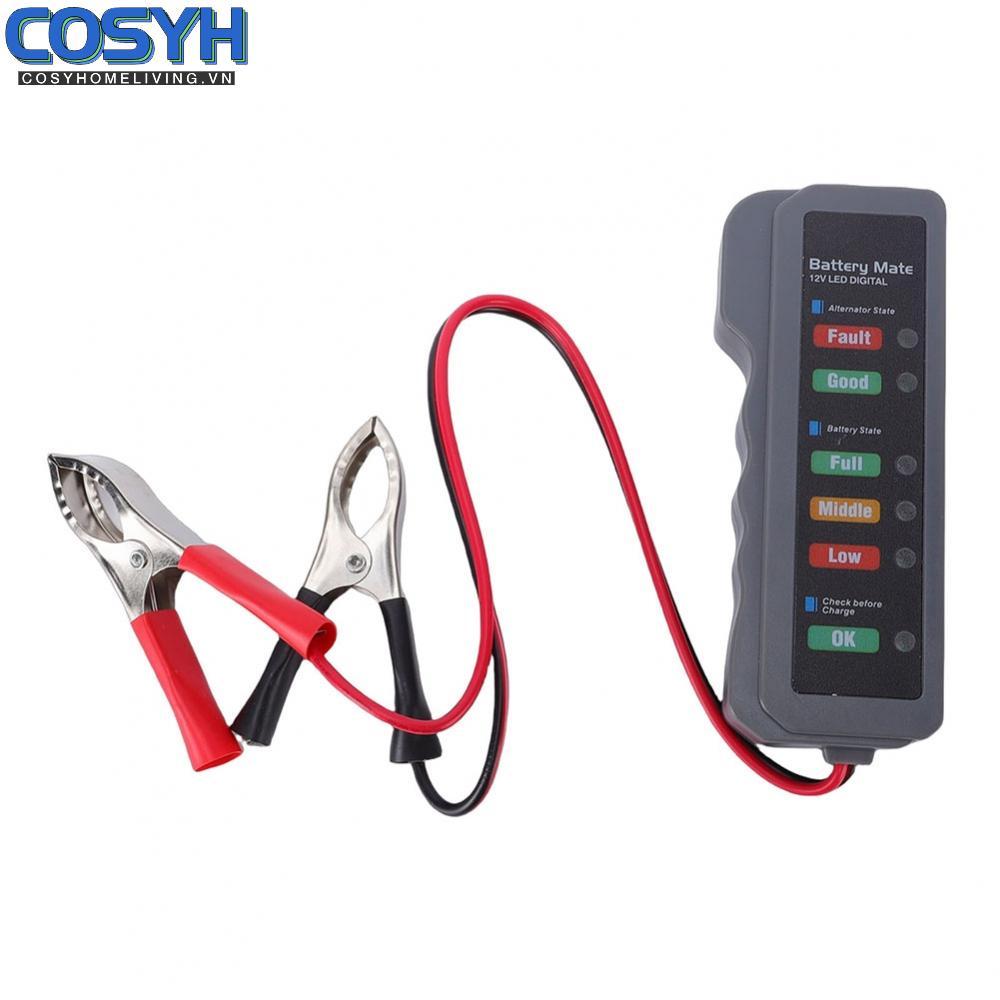 <cosyh>12V Battery Tester 6 LED Indicator Display Reverse Connection Protection