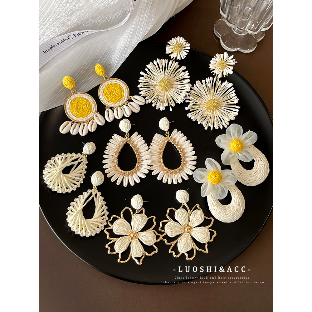 Bông tai hoa Bohemian Bông tai nữ phong cách ngày lễ Bông tai bện