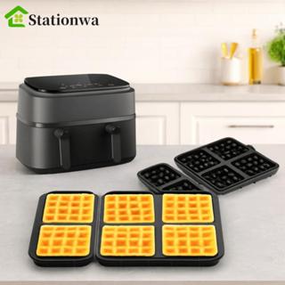 STATIONWA Máy làm bánh quế 2 mảnh, Khuôn làm bánh quế bằng silicon chịu nhiệt, Lò nướng khay bánh quế hình vuông / hình chữ nhật chống dính di động