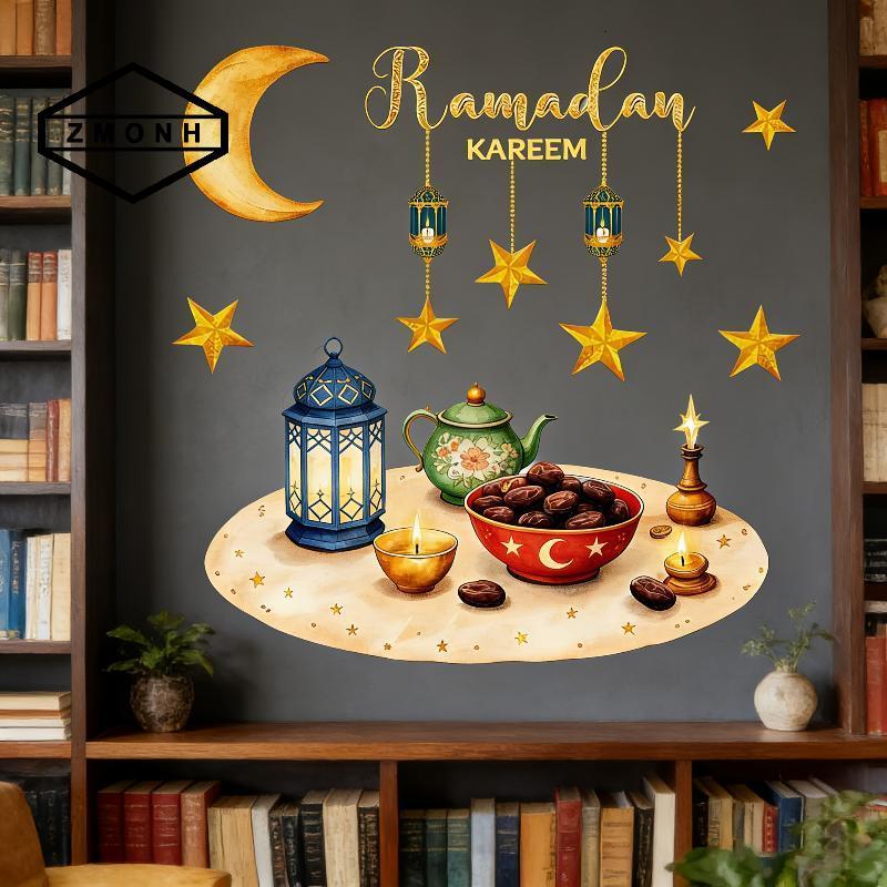 ZMONH Eid Cửa Sổ Stiers Ramadan Trang Trí Eid Mubarak Trang Trí Cho Gia Đình 2026 Ramadan Kareem Hồi