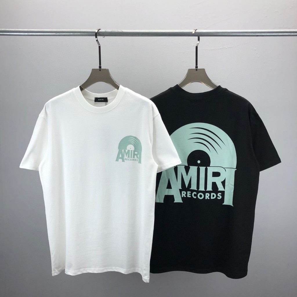 1LQZ  Amiri Short Sleeve T Shirt Letters printed on the front and back logo Unisex innerwear