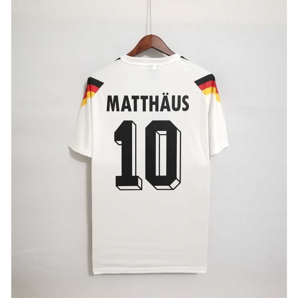 Áo thun bóng đá retro sân nhà Đức 1990 chất lượng cao, in tên MATTHAUS