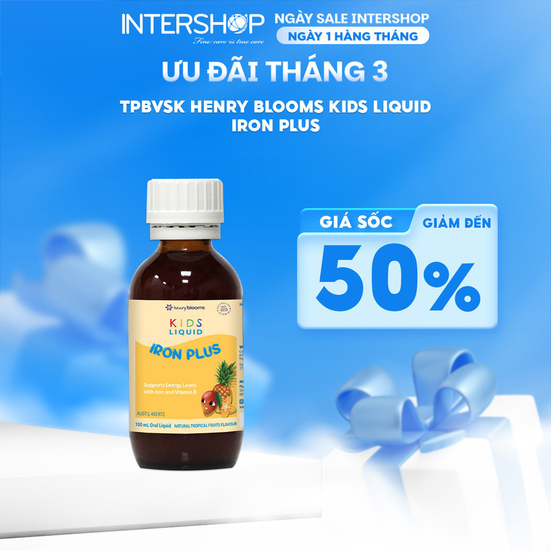 TPBVSK Henry Blooms Kids Liquid Iron Plus giúp bổ sung Sắt và Vitamin B6, B9, B12 100ml HB0028