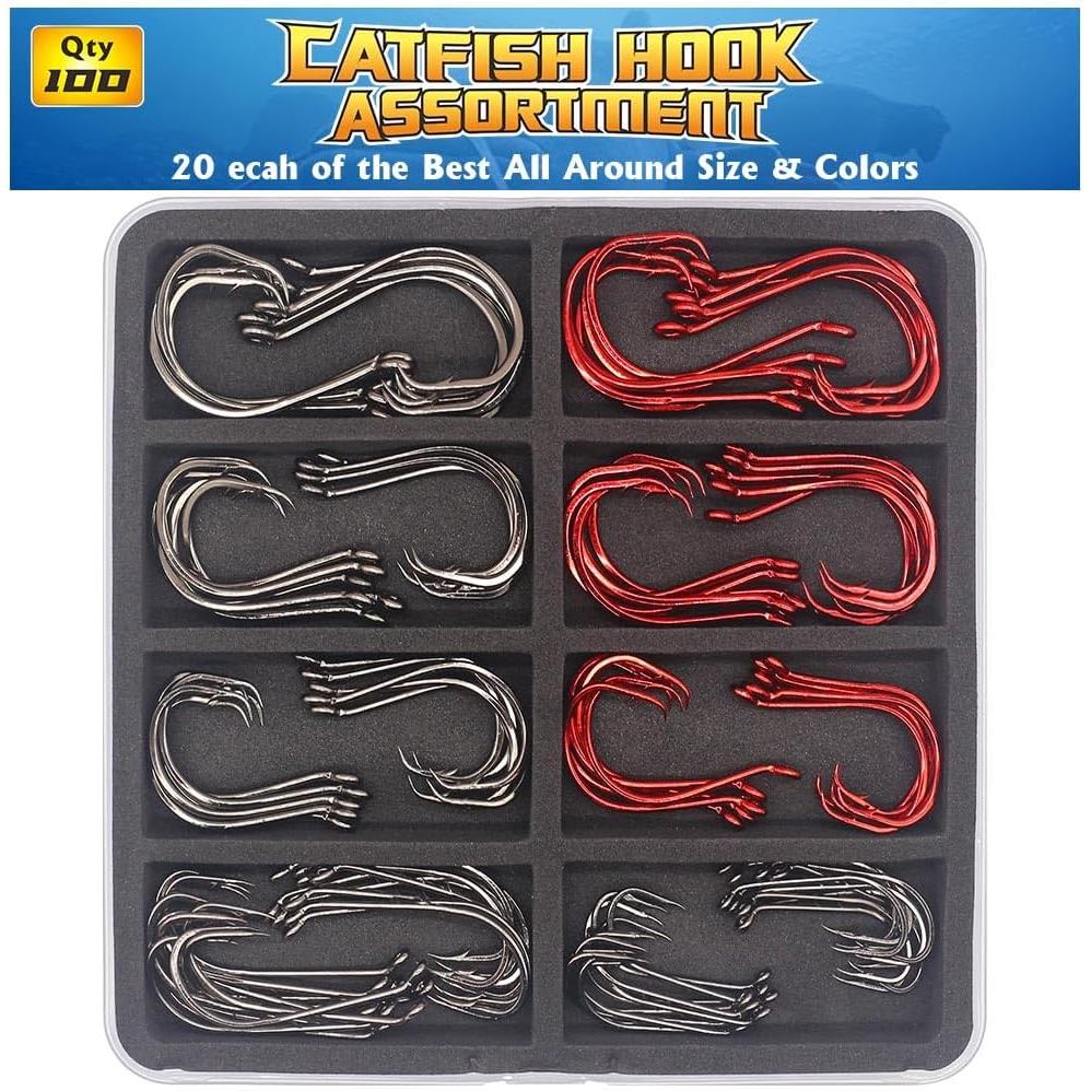 Bộ móc cá chép Offset Octopus Circle & Baitholder Hooks 100-Pack Các loại kích cỡ 8 / 0 đến 2 / 0 – 