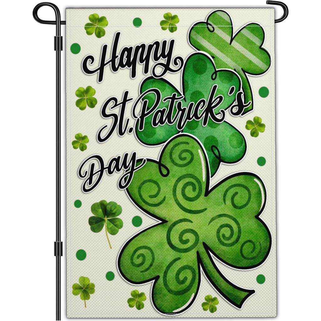 Happy St Patricks Day Garden Flag 12 × 18 Inch Double Sided St Patrick 's Day Yard Sign Garden Flags