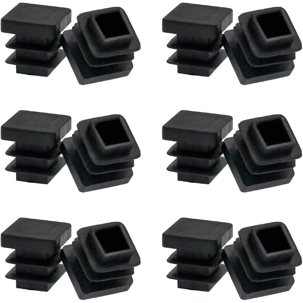 12 Chiếc 13mm (1 / 2 Inch) Mũ Chân Ghế Nhựa Màu Đen Vuông, Mũ Cuối Ống Vuông, Nắp Cuối Ống
