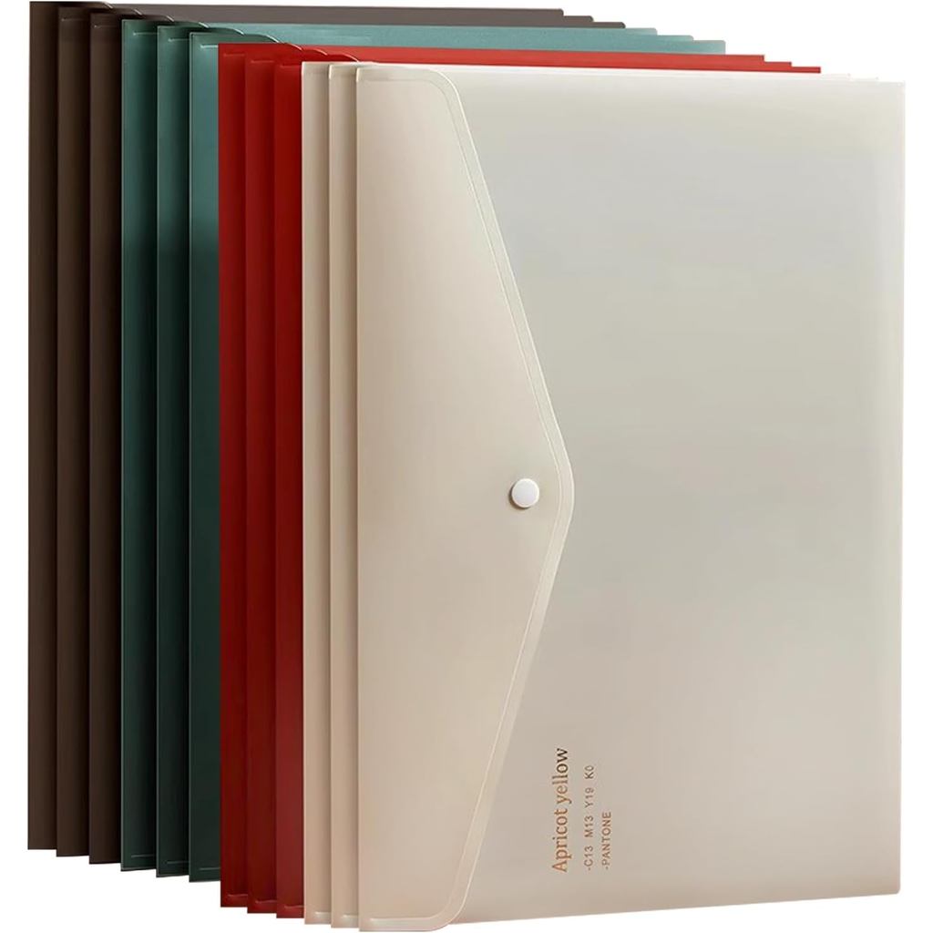 Thư mục tập tin VANRA Kích thước chữ 12 gói Phong bì tập tin bằng nhựa có đóng cửa Snap, A4 Filing E