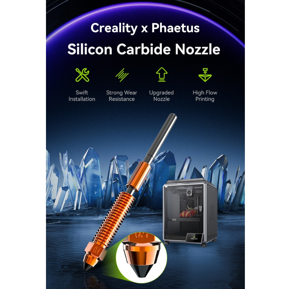 Đầu đùn nhựa Creality x Phaetus Silicon Carbide Nozzle cho máy in 3d Creality K1 Series và Ender 3 V