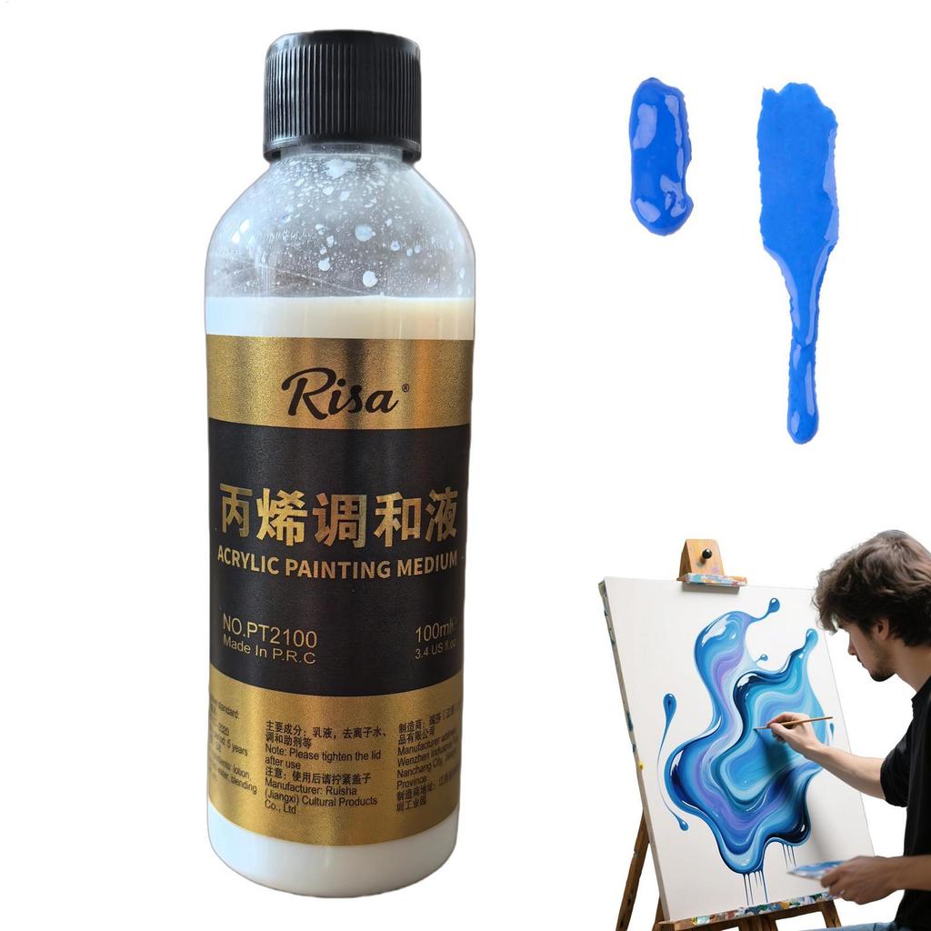 Acrylic Paint Thinner 100ml Fluid Improver Art Supply for Palette Preparation Color Blending Artists
