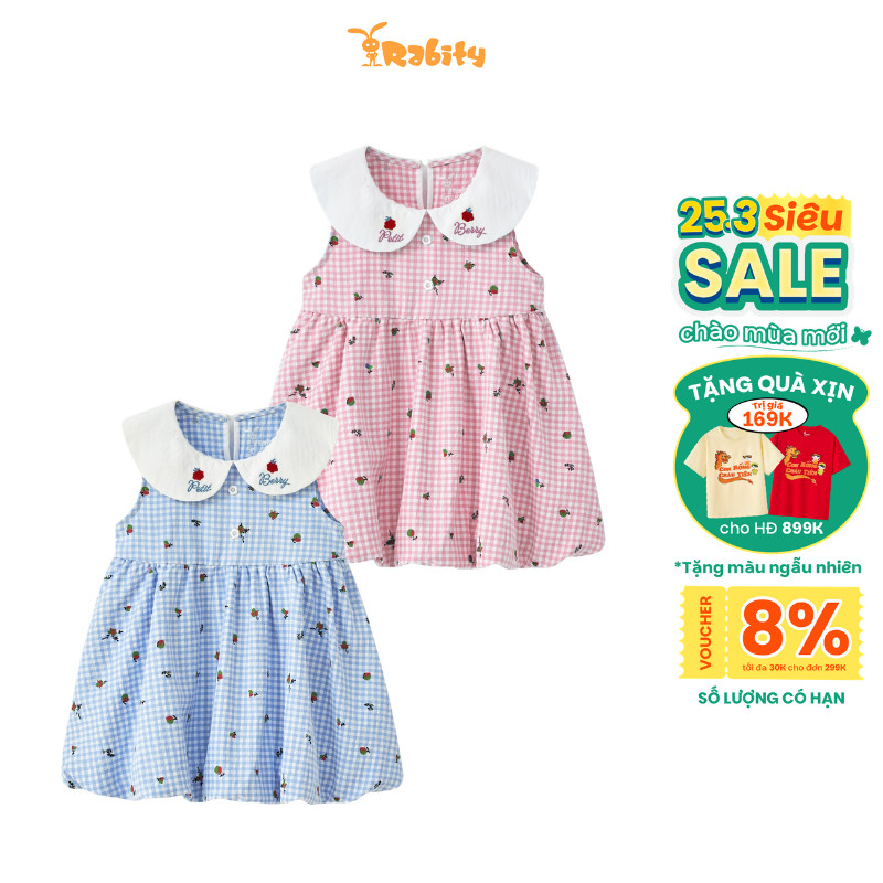 [VOUCHER 8% GIẢM 30K ĐƠN 299K] Đầm thô sát nách bé gái Rabity 952.060