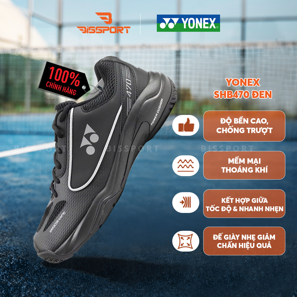 Giày Cầu Lông Yonex SHB470CR Đen Chính Hãng - Nhẹ Nhàng - Đế Tổ Ong Siêu Bám - Bám Mọi Sàn - Ổn Định