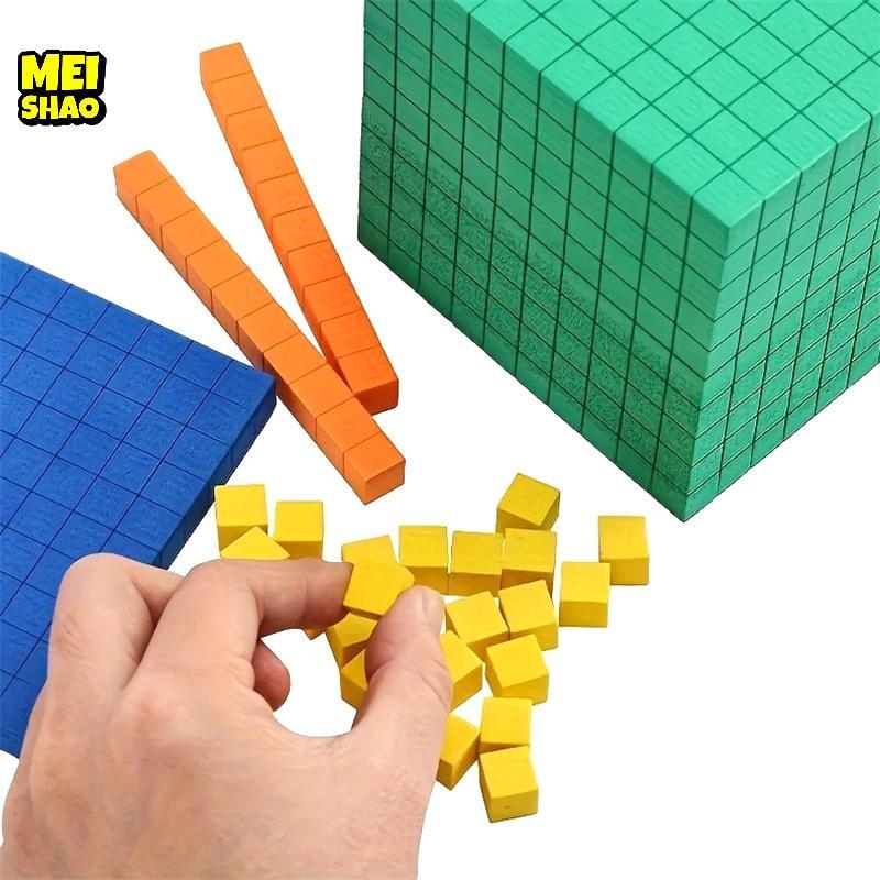 MeiShao Ten Blos Complete Set Kids Math Plaything Math Blos Plastic Base Ten Set Cube Kids Math Play
