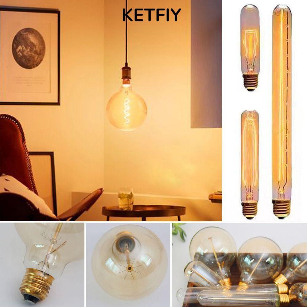 KETFIY Dây Tóc Trắng Ấm Sáng Cổ Bóng Đèn Trang Trí Đèn Edison
