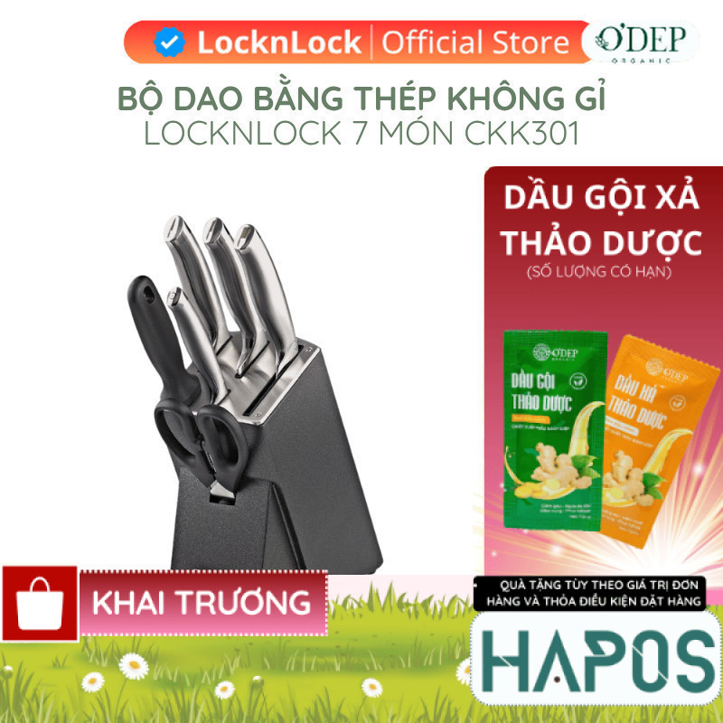 Bộ dao 7 món LocknLock bằng thép không gỉ cao cấp - Đen CKK301 - HAPOS HBE