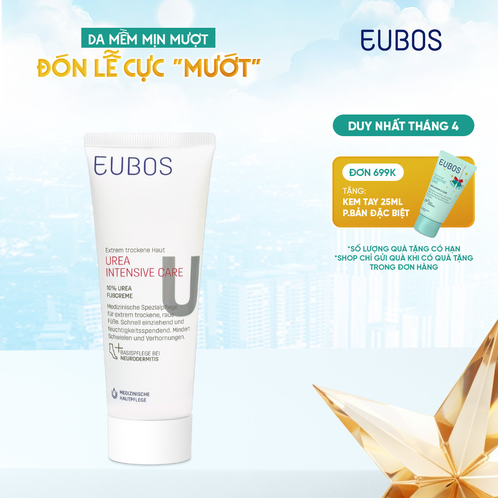 Kem Dưỡng Da Chân Giúp Giảm Nứt Gót EUBOS UREA 10% Cải Thiện Làn Da Khô Thô Ráp Mềm Mịn 100ml