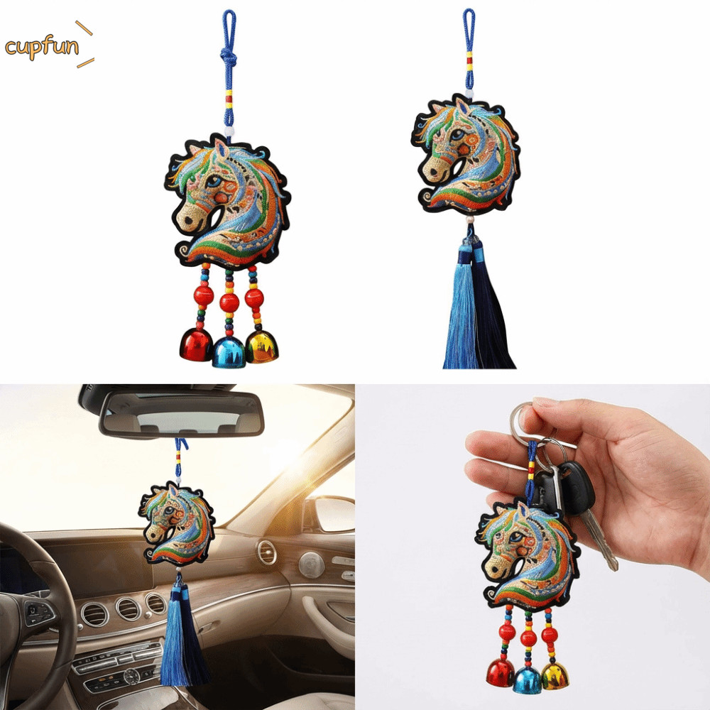 CUPFUN Cung Hoàng Đạo Thêu Đồ Trang Trí, Đầu Ngựa Tinh Tế Tua Rua Chuông Gió, Ngựa Cung Hoàng Đạo Ha