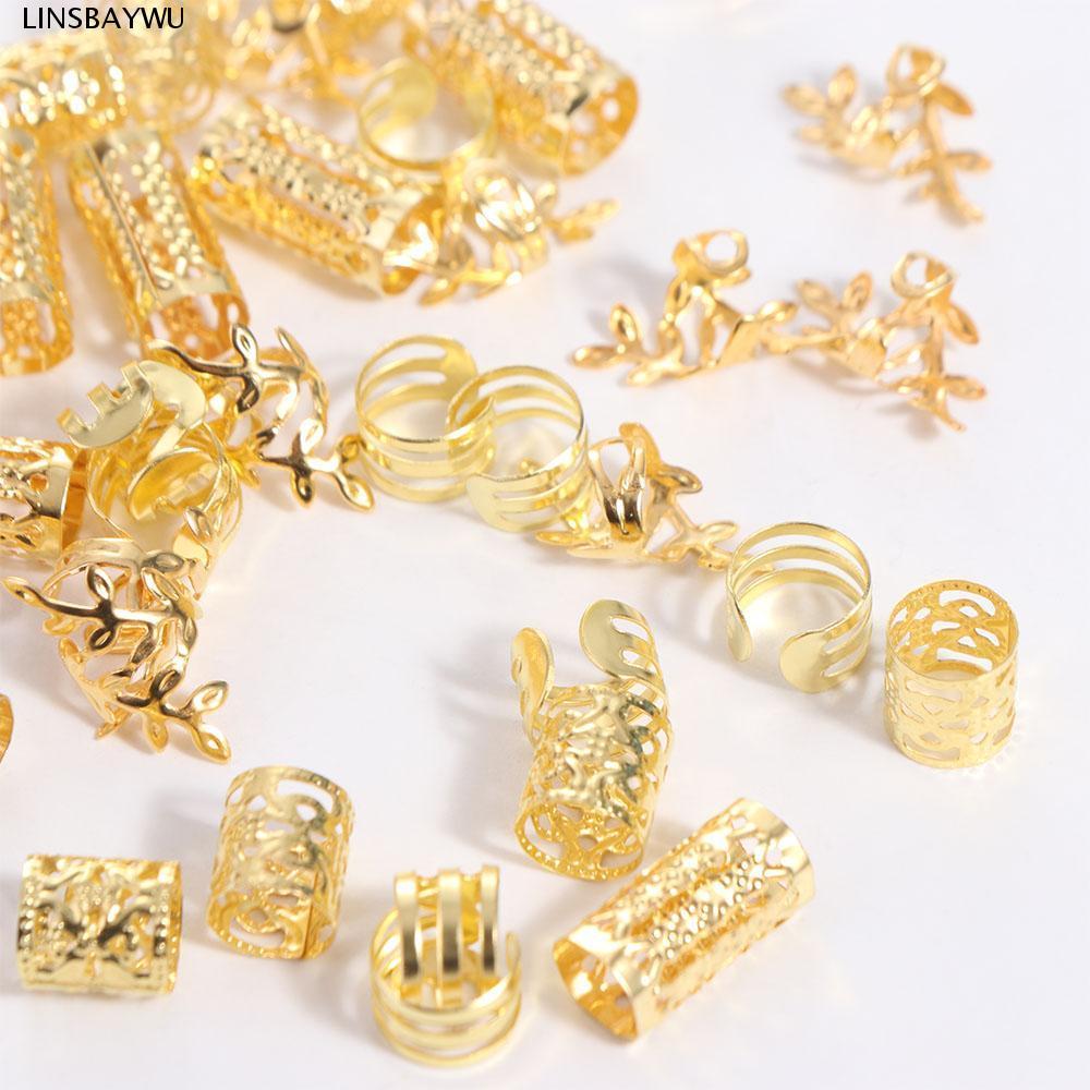 LINSBAYWU 40 Bộ Nhẫn Tóc Hỗn Hợp, Kẹp Vòng Bím Tóc Kim Loại Kẹp Dreadlocks Hạt, Phụ Kiện Tóc Và Bạc 