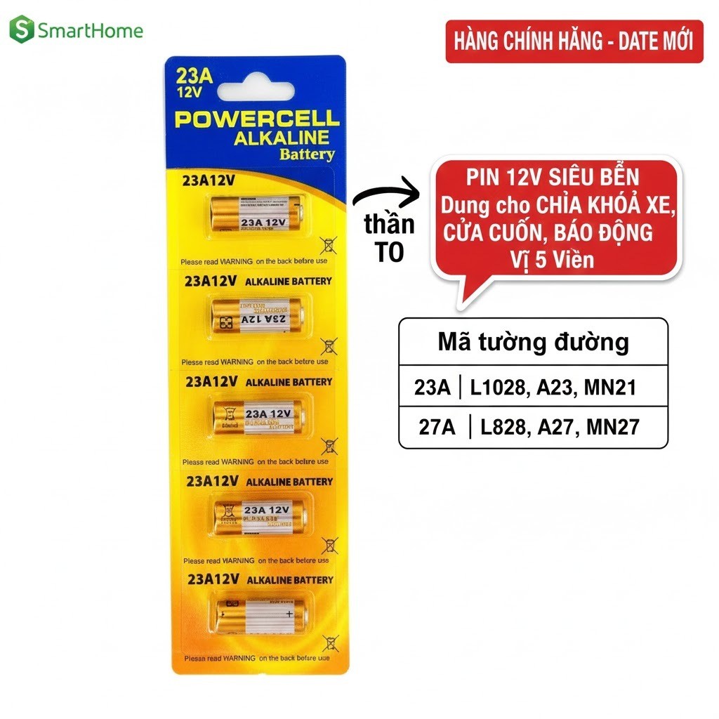 Vỉ 5 Viên Pin Panasonic Alkaline 12V (23A / 27A) - Pin Điện Áp Cao Chính Hãng