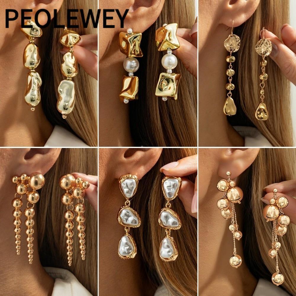 Bông tai PEOLEWEY hình học vuông xếp li không đều, style boho giọt nước