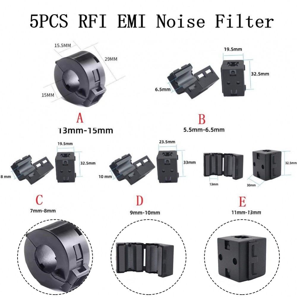 【Clearance】5PCS Clipon RFI Noise Filter Ferrite Core for Use with Keyboard and Mouse Cables【LAGO-VN】