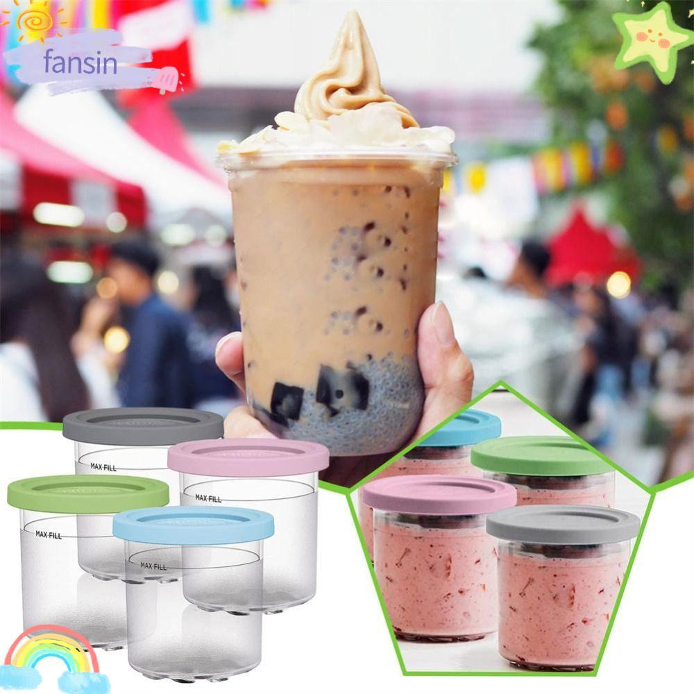 FANSIN 2 / 4 Chiếc Hộp Đựng Kem Tổ Chức Hộp Nhà Bếp Tiện Ích Nhựa Bảo Quản Lọ Cho Ninja Creami Cho N