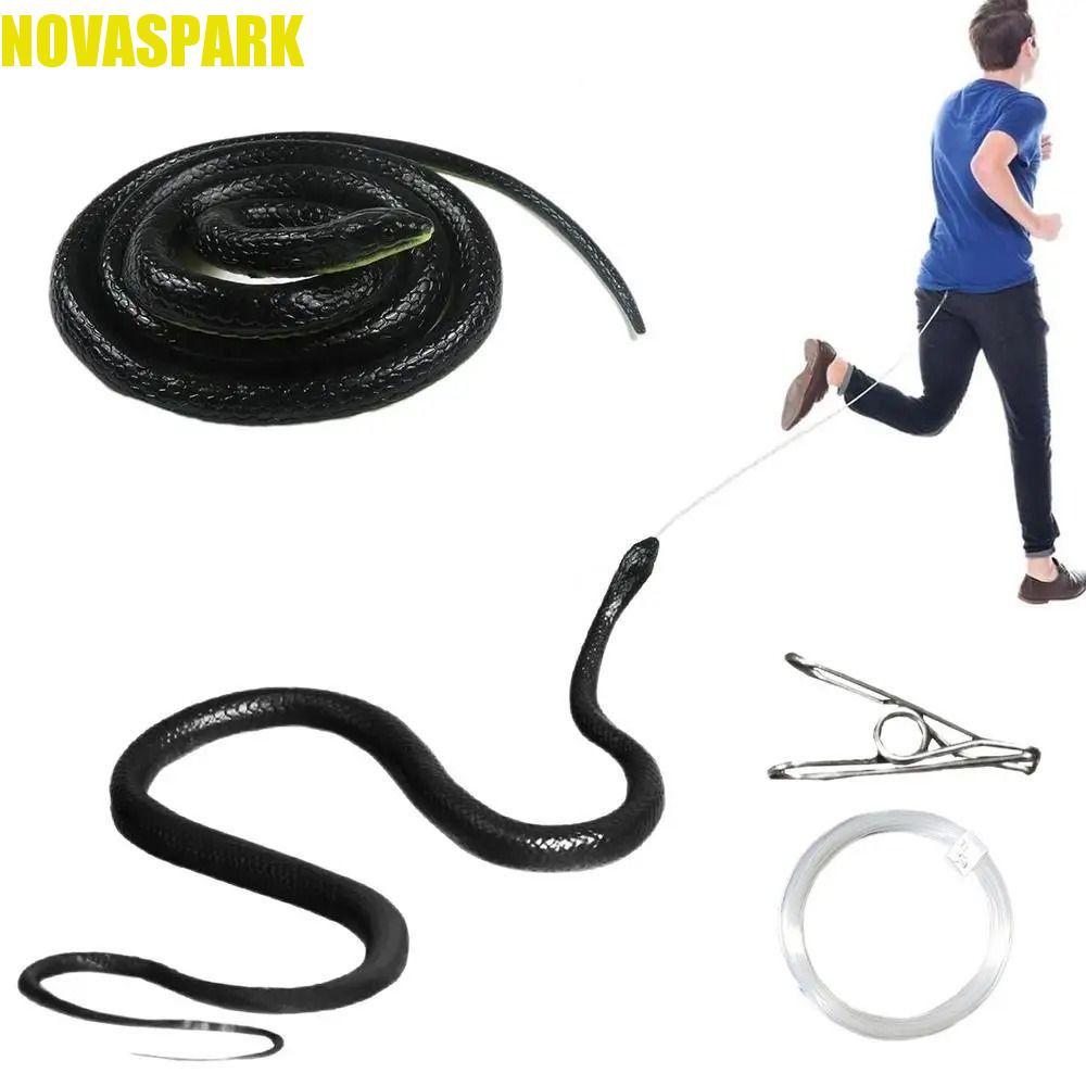 NOVASPARK Snake Prank, Mô phỏng Rắn Đồ chơi xảo quyệt đáng sợ lớn, Đạo cụ Anaconda có kẹp dây Quà tặ